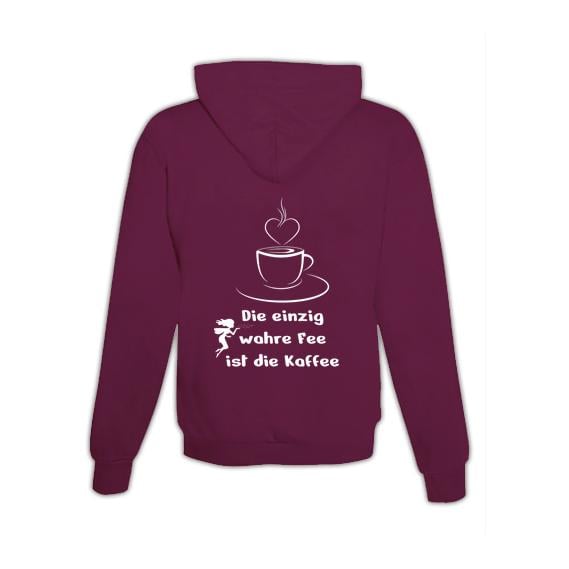 JoyLine Hoodie mit Zipper Kaffee Fee Unisex Farbe: Burgundy, Grösse: XXL von JoyLine