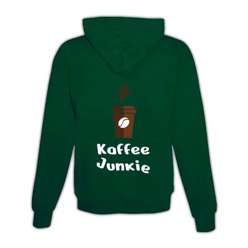 JoyLine Hoodie mit Zipper Kaffee Junkie Unisex Grösse: S, Farbe: Grün von JoyLine