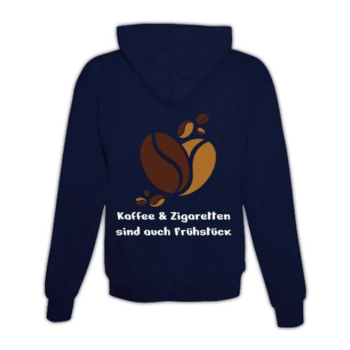 JoyLine Hoodie mit Zipper Kaffee & Zigaretten Unisex Grösse: XXL, Farbe: Dunkelblau von JoyLine