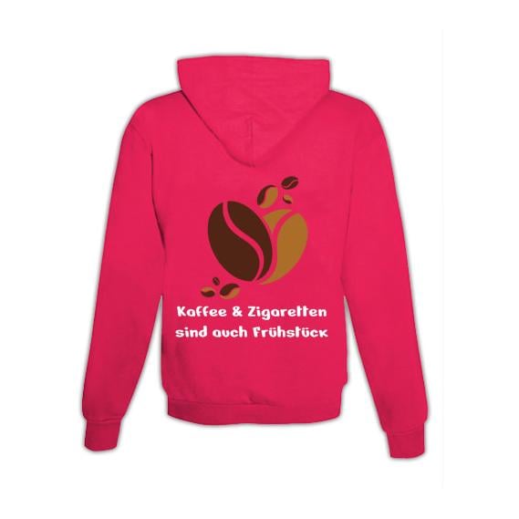 JoyLine Hoodie mit Zipper Kaffee & Zigaretten Unisex Grösse: M, Farbe: Pink von JoyLine