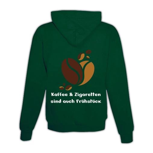 JoyLine Hoodie mit Zipper Kaffee & Zigaretten Unisex Grösse: XL, Farbe: Grün von JoyLine