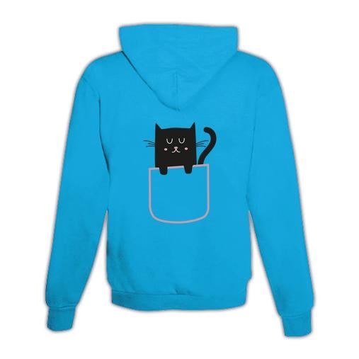 JoyLine Hoodie mit Zipper Katze Unisex Grösse: S, Farbe: Hellblau/Türkis von JoyLine