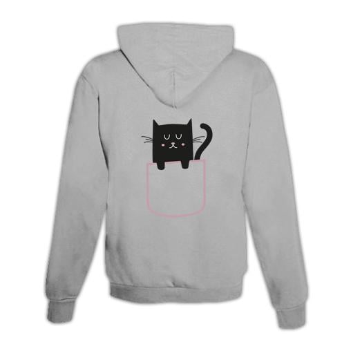 JoyLine Hoodie mit Zipper Katze Unisex Grösse: S, Farbe: Grau von JoyLine