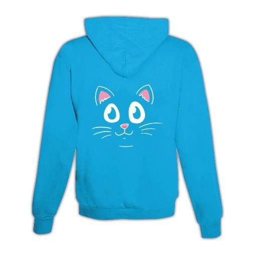 JoyLine Hoodie mit Zipper Katzengesicht Unisex Grösse: XXL, Farbe: Hellblau/Türkis von JoyLine