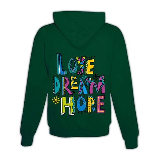 JoyLine Hoodie mit Zipper Love, Dream, Hope Unisex Farbe: Grün, Grösse: L von JoyLine