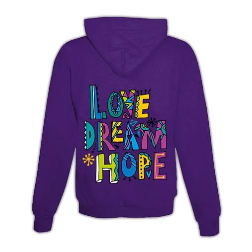 JoyLine Hoodie mit Zipper Love, Dream, Hope Unisex Grösse: XL, Farbe: Lila von JoyLine