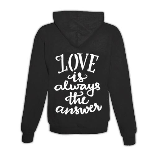 JoyLine Hoodie mit Zipper Love is the answer Unisex Grösse: L, Farbe: Schwarz von JoyLine