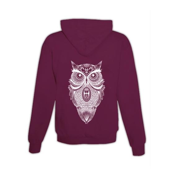 JoyLine Hoodie mit Zipper Mandala Eule Unisex Grösse: XL, Farbe: Burgundy von JoyLine