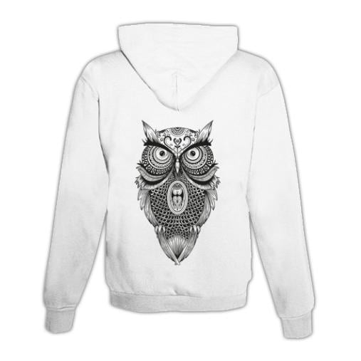 JoyLine Hoodie mit Zipper Mandala Eule Unisex Farbe: Weiss, Grösse: XXL von JoyLine