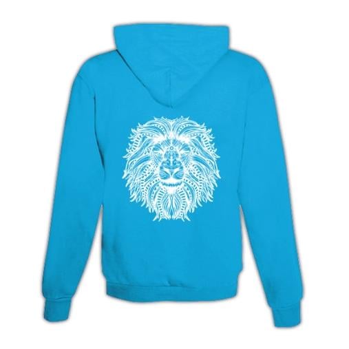 JoyLine Hoodie mit Zipper Mandala Löwe Unisex Farbe: Hellblau/Türkis, Grösse: XXL von JoyLine