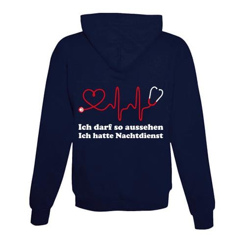 JoyLine Hoodie mit Zipper Nachtdienst Unisex Grösse: S, Farbe: Dunkelblau von JoyLine