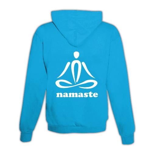 JoyLine Hoodie mit Zipper Namaste Unisex Grösse: S, Farbe: Hellblau/Türkis von JoyLine