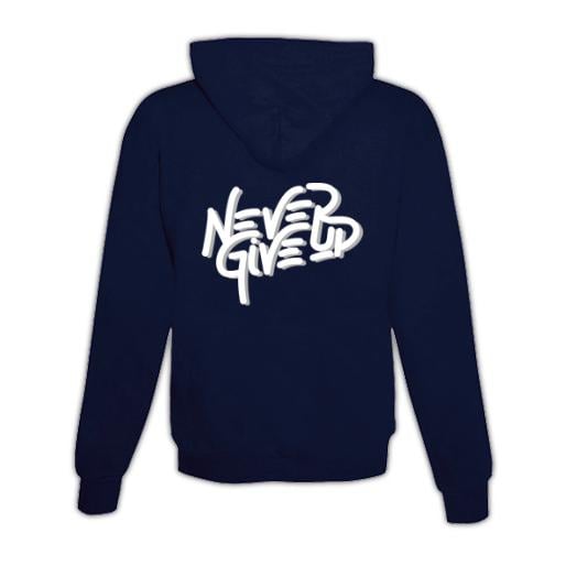 JoyLine Hoodie mit Zipper Never give up Unisex Grösse: S, Farbe: Dunkelblau von JoyLine