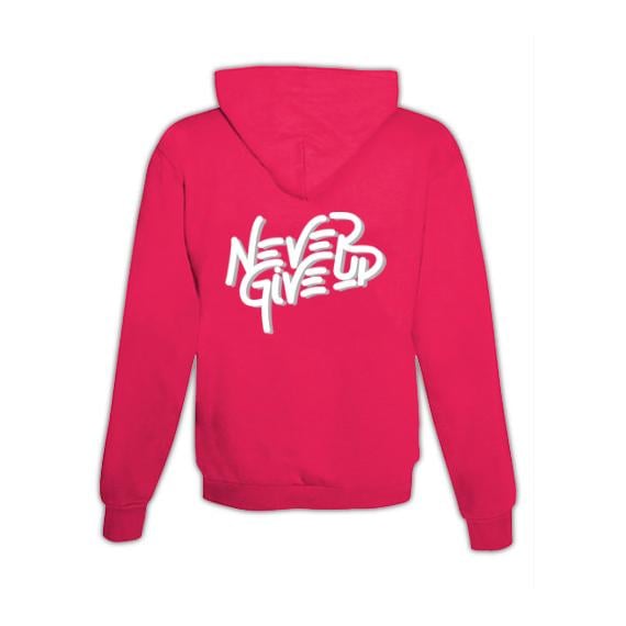 JoyLine Hoodie mit Zipper Never give up Unisex Farbe: Pink, Grösse: XXL von JoyLine