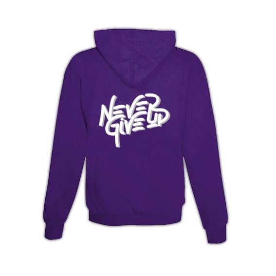 JoyLine Hoodie mit Zipper Never give up Unisex Grösse: S, Farbe: Lila von JoyLine