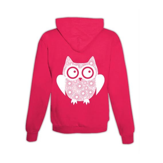 JoyLine Hoodie mit Zipper Owl Unisex Grösse: XL, Farbe: Pink von JoyLine