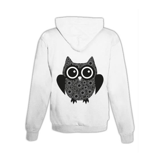 JoyLine Hoodie mit Zipper Owl Unisex Grösse: XXL, Farbe: Weiss von JoyLine