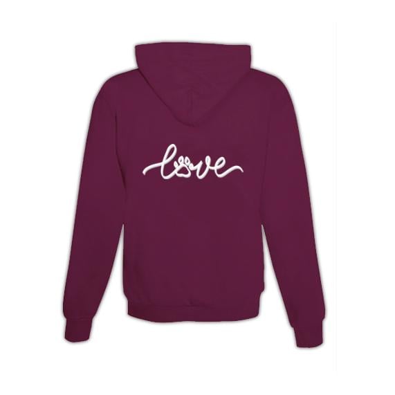 JoyLine Hoodie mit Zipper Pet & Love Unisex Grösse: M, Farbe: Burgundy von JoyLine