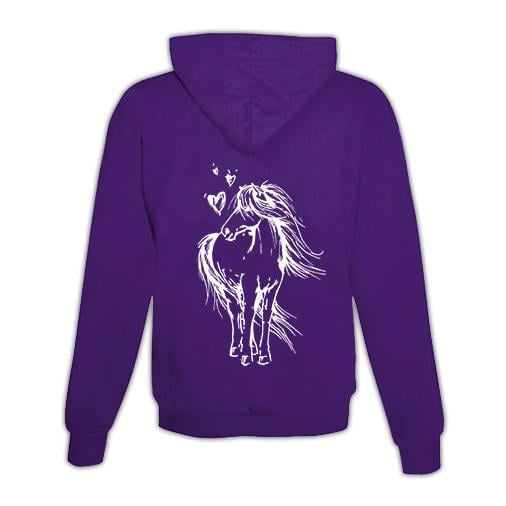 JoyLine Hoodie mit Zipper Pferd mit Herzen Unisex Farbe: Lila, Grösse: XL von JoyLine