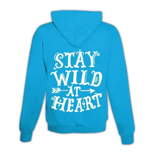 JoyLine Hoodie mit Zipper Stay wild at heart Unisex Grösse: M, Farbe: Hellblau/Türkis von JoyLine