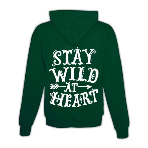 JoyLine Hoodie mit Zipper Stay wild at heart Unisex Grösse: M, Farbe: Grün von JoyLine