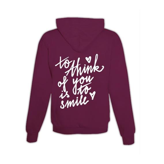 JoyLine Hoodie mit Zipper To think of you Unisex Grösse: S, Farbe: Burgundy von JoyLine