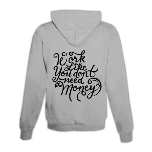 JoyLine Hoodie mit Zipper Work like you don't need money Unisex Grösse: XXL, Farbe: Grau von JoyLine