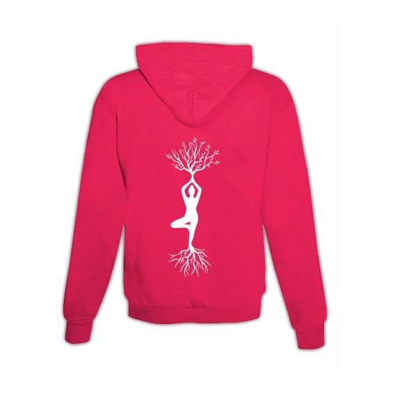 JoyLine Hoodie mit Zipper Yoga Baum Unisex Farbe: Pink, Grösse: XXL von JoyLine