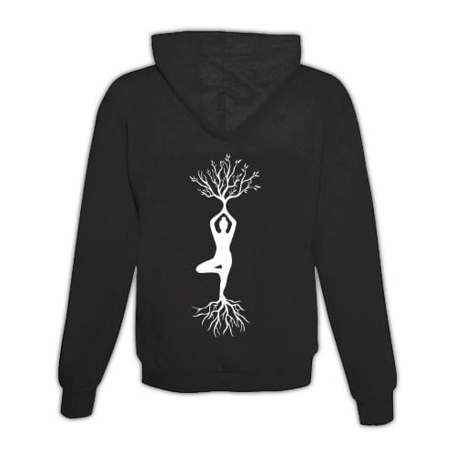 JoyLine Hoodie mit Zipper Yoga Baum Unisex Grösse: L, Farbe: Schwarz von JoyLine