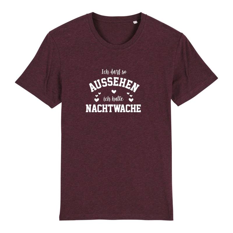 Schwesternuhr Ich hatte Nachtwache Bio T-Shirt Unisex Farbe: Heather Grape Red, Grösse: XS von Schwesternuhr