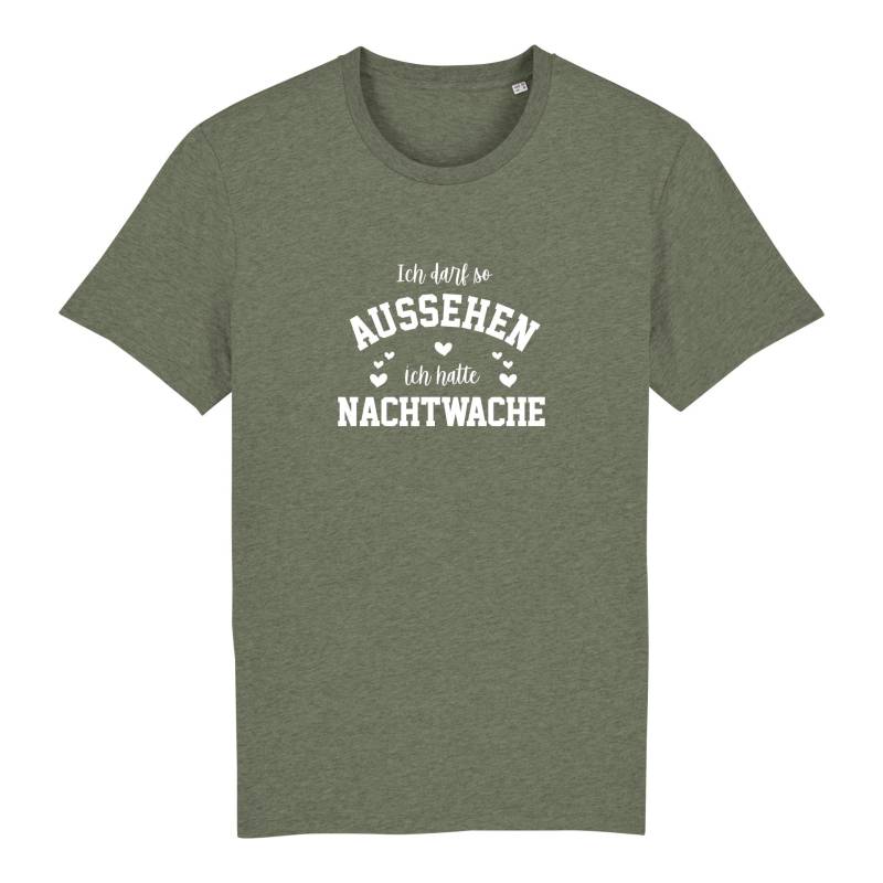 Schwesternuhr Ich hatte Nachtwache Bio T-Shirt Unisex Grösse: S, Farbe: Mid Heather Khaki von Schwesternuhr