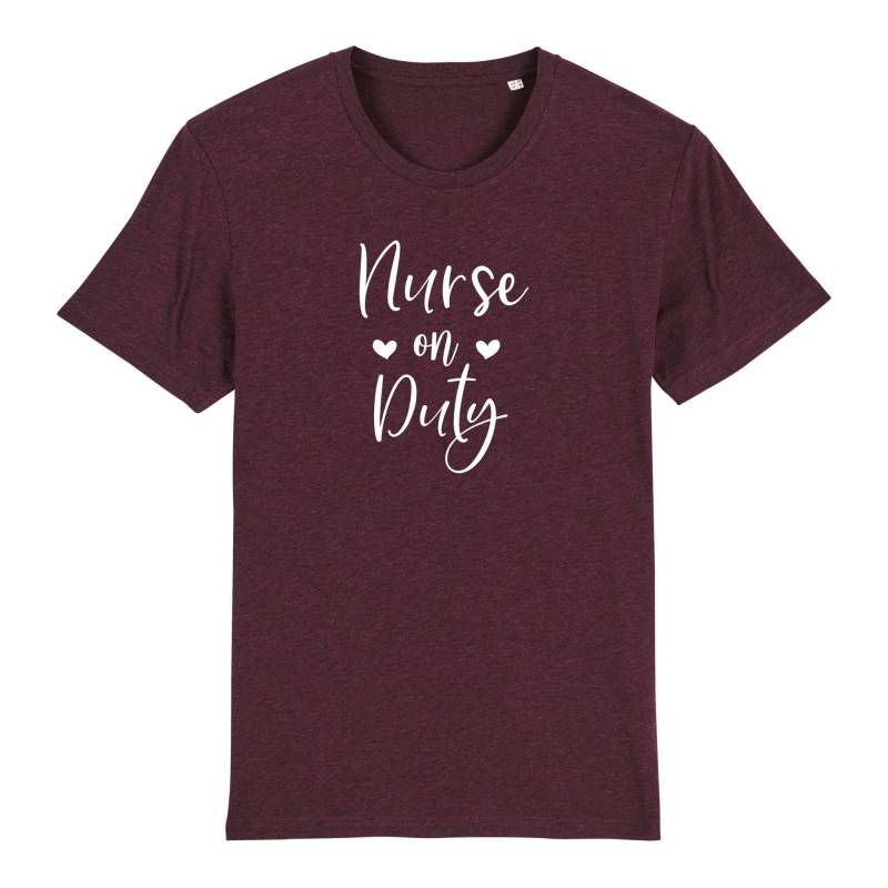 Schwesternuhr Nurse on Duty Bio T-Shirt Unisex Farbe: Heather Grape Red, Grösse: 3XL von Schwesternuhr