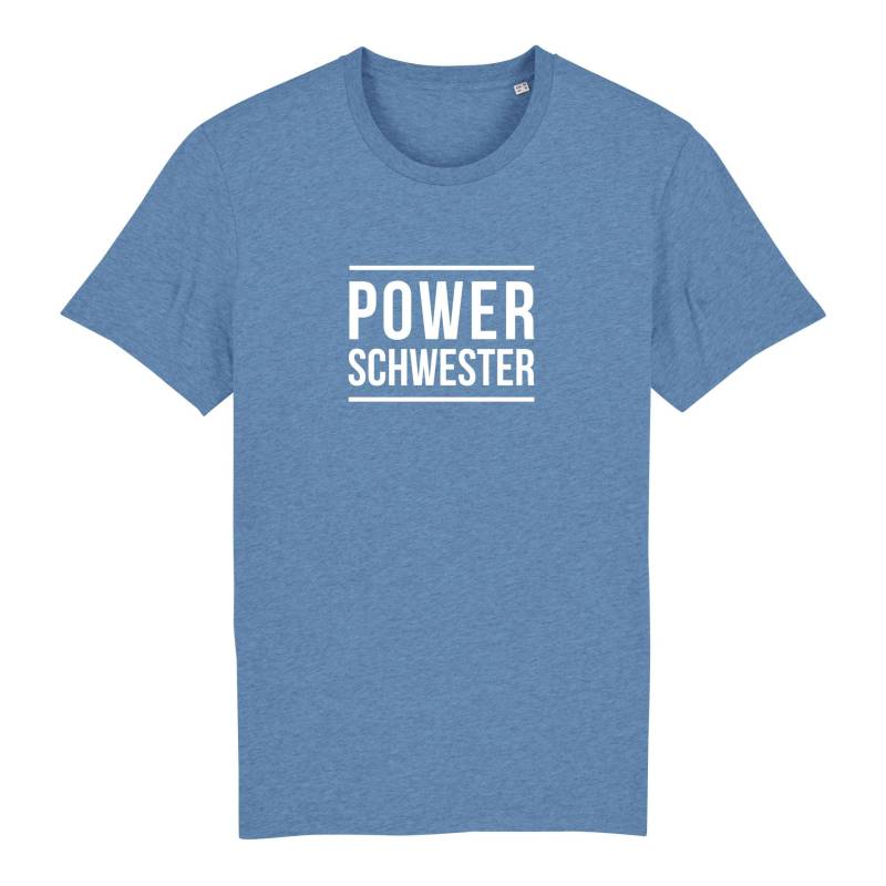 Schwesternuhr Powerschwester Bio T-Shirt Unisex Farbe: Mid Heather Blue, Grösse: L von Schwesternuhr