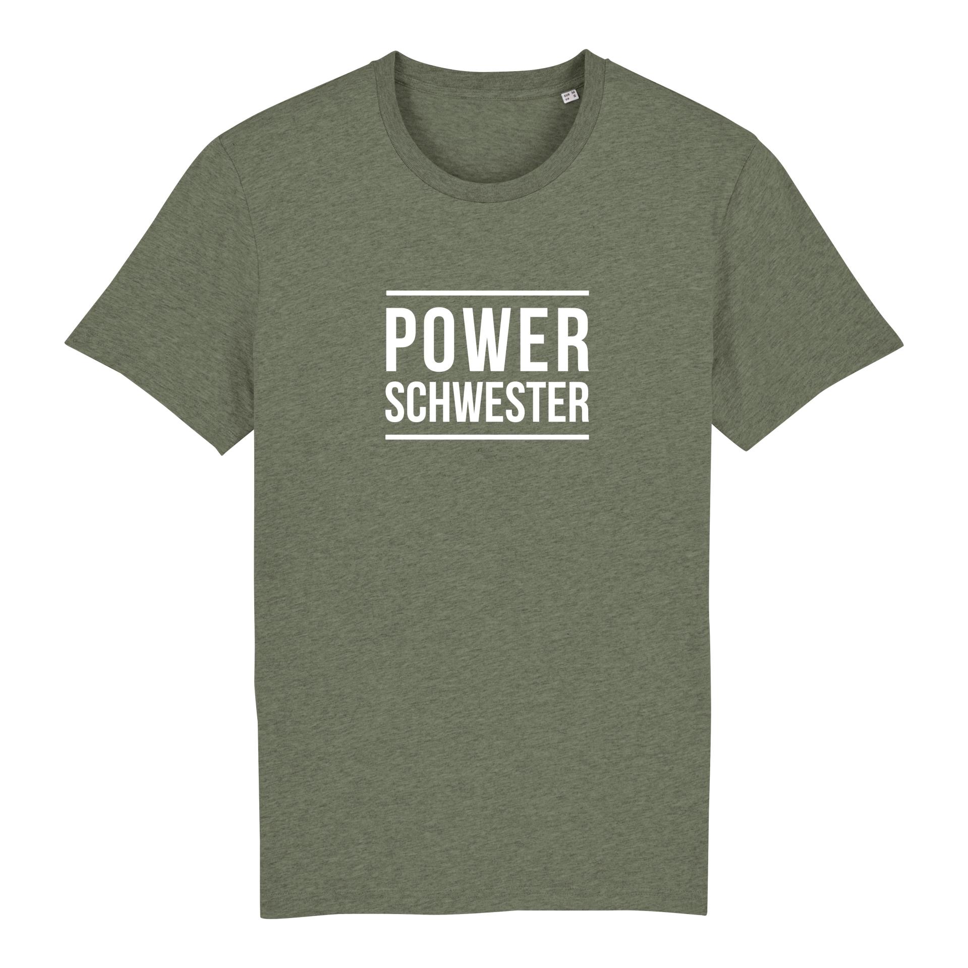 Schwesternuhr Powerschwester Bio T-Shirt Unisex Grösse: S, Farbe: Mid Heather Khaki von Schwesternuhr