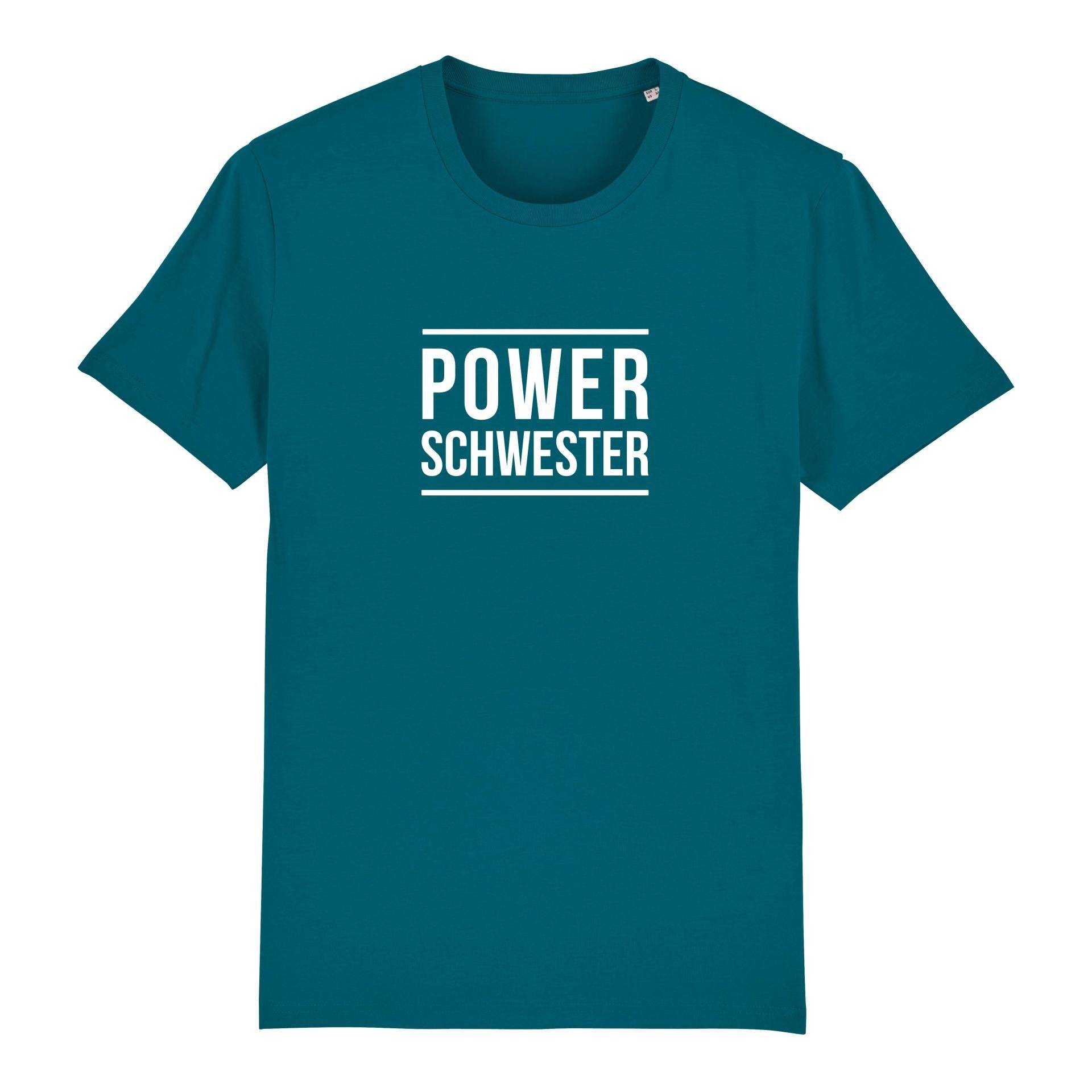 Schwesternuhr Powerschwester Bio T-Shirt Unisex Farbe: Ocean Depth, Grösse: M von Schwesternuhr