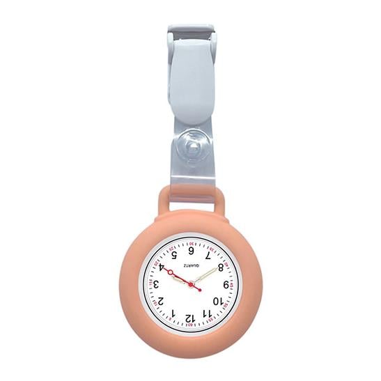 Schwesternuhr Silikon Clip Farbe: Apricot, Uhrwerk: mit Datum von Schwesternuhr