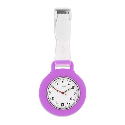 Schwesternuhr Silikon Clip Uhrwerk: mit Datum, Farbe: Lila von Schwesternuhr