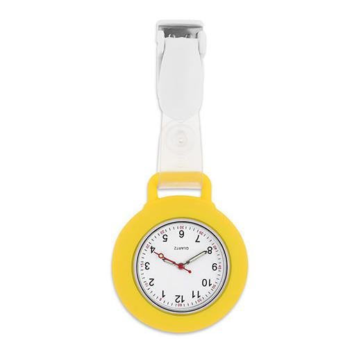 Schwesternuhr Silikon Clip Uhrwerk: mit Datum, Farbe: Gelb von Schwesternuhr