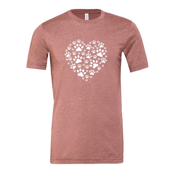 JoyLine T-Shirt Hunde Herz Weiss Unisex Farbe: Mauve, Grösse: S von JoyLine