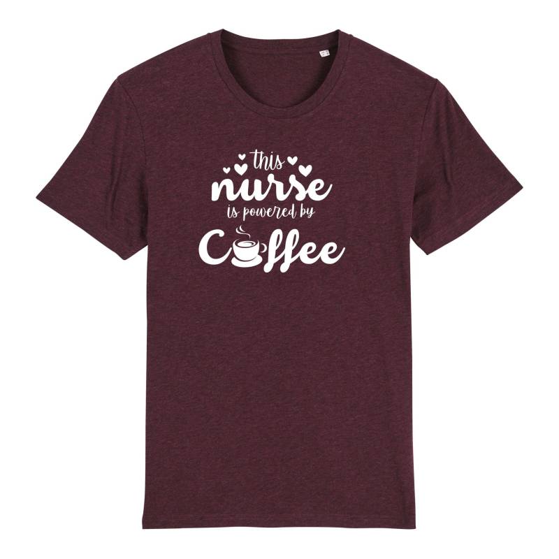 Schwesternuhr This nurse is powered by coffee Bio T-Shirt Unisex Farbe: Heather Grape Red, Grösse: L von Schwesternuhr