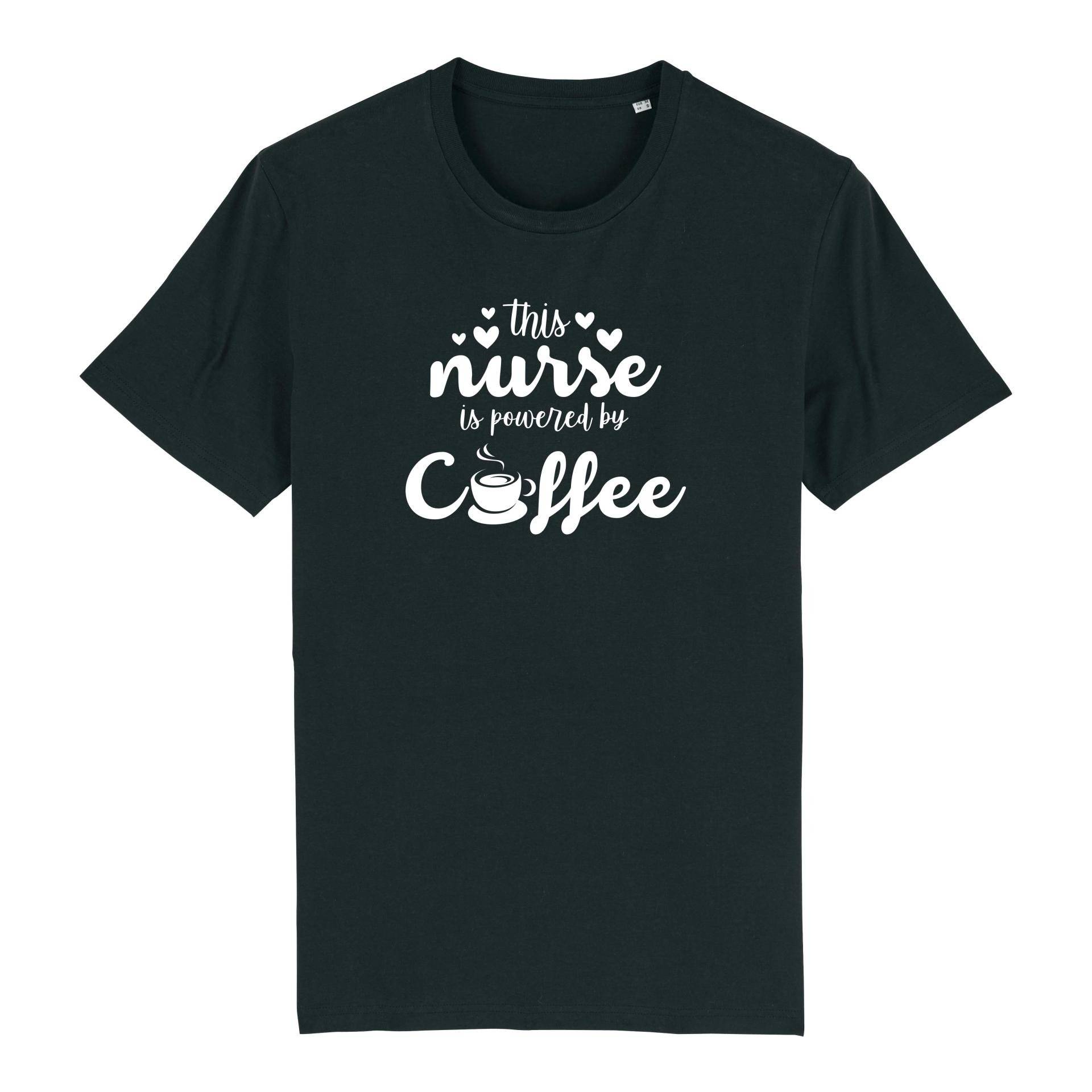 Schwesternuhr This nurse is powered by coffee Bio T-Shirt Unisex Grösse: S, Farbe: Black von Schwesternuhr