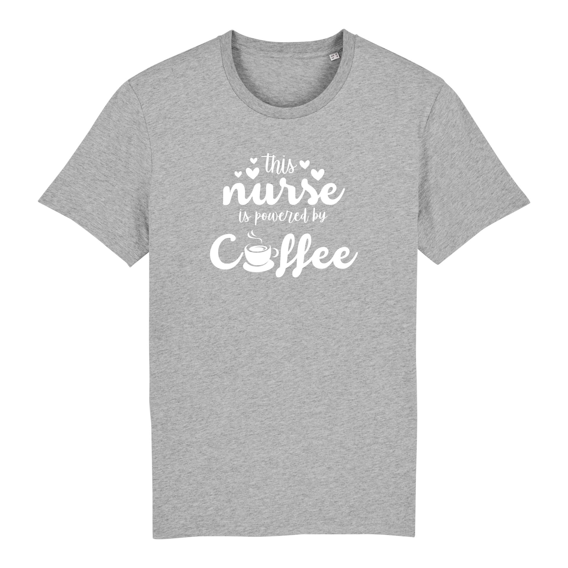 Schwesternuhr This nurse is powered by coffee Bio T-Shirt Unisex Farbe: Mid Heather Grey, Grösse: XS von Schwesternuhr