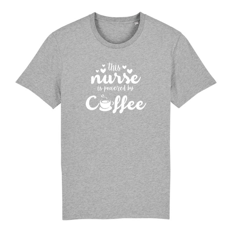 Schwesternuhr This nurse is powered by coffee Bio T-Shirt Unisex Farbe: Mid Heather Grey, Grösse: XS von Schwesternuhr