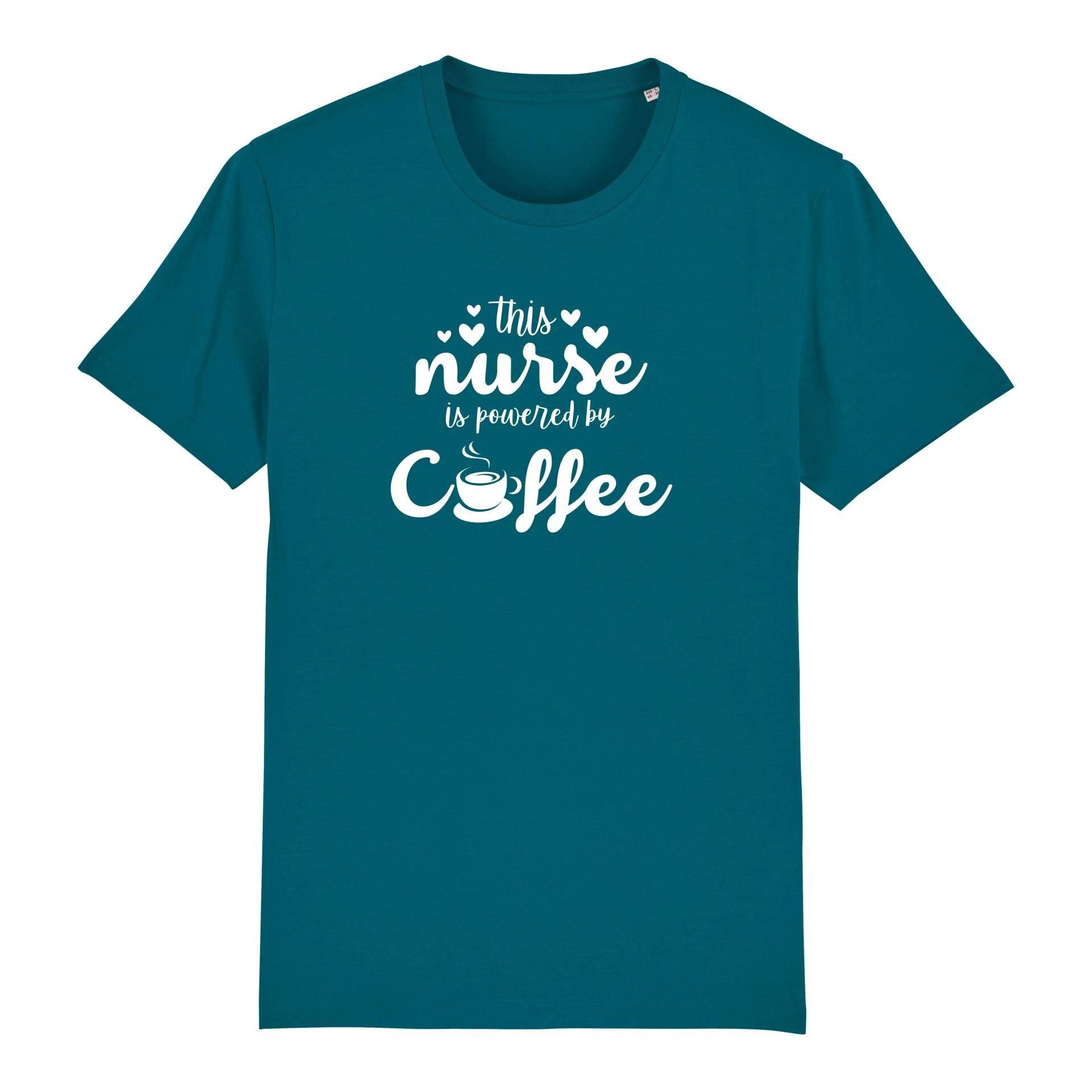Schwesternuhr This nurse is powered by coffee Bio T-Shirt Unisex Farbe: Ocean Depth, Grösse: XS von Schwesternuhr