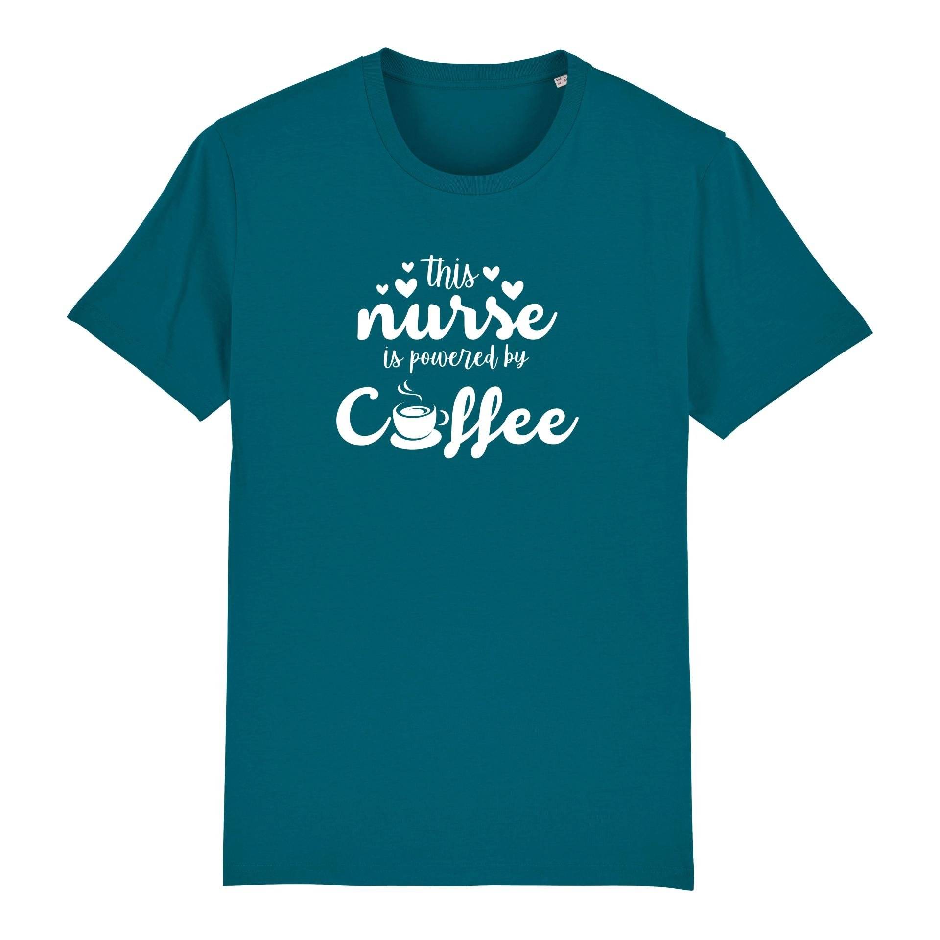 Schwesternuhr This nurse is powered by coffee Bio T-Shirt Unisex Farbe: Ocean Depth, Grösse: M von Schwesternuhr