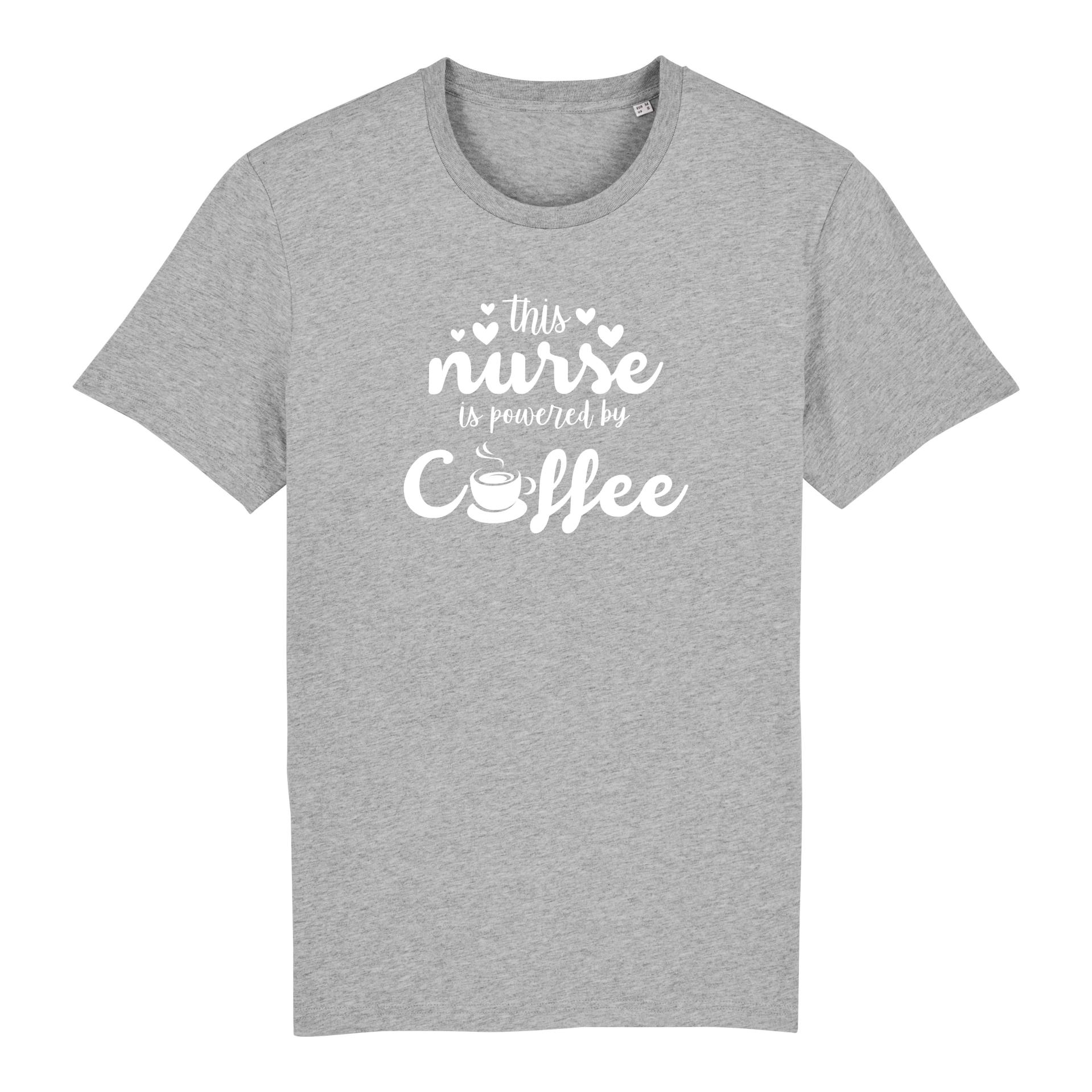 Schwesternuhr This nurse is powered by coffee Bio T-Shirt Unisex Grösse: M, Farbe: Mid Heather Grey von Schwesternuhr