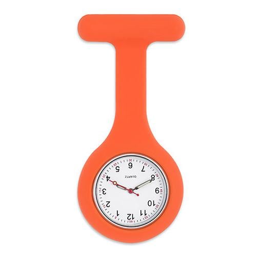 Schwesternuhr Uhr mit Sicherheitsnadel, aus Silikon Uhrwerk: Standard, Farbe: Orange von Schwesternuhr