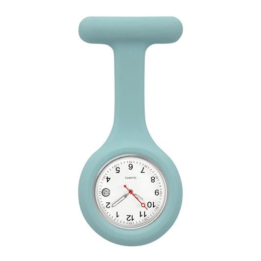 Schwesternuhr Uhr mit Sicherheitsnadel, aus Silikon Uhrwerk: mit Datum, Farbe: Mintgrün von Schwesternuhr
