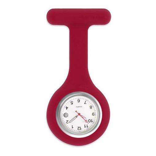 Schwesternuhr Uhr mit Sicherheitsnadel, aus Silikon Uhrwerk: mit Datum, Farbe: Rot von Schwesternuhr