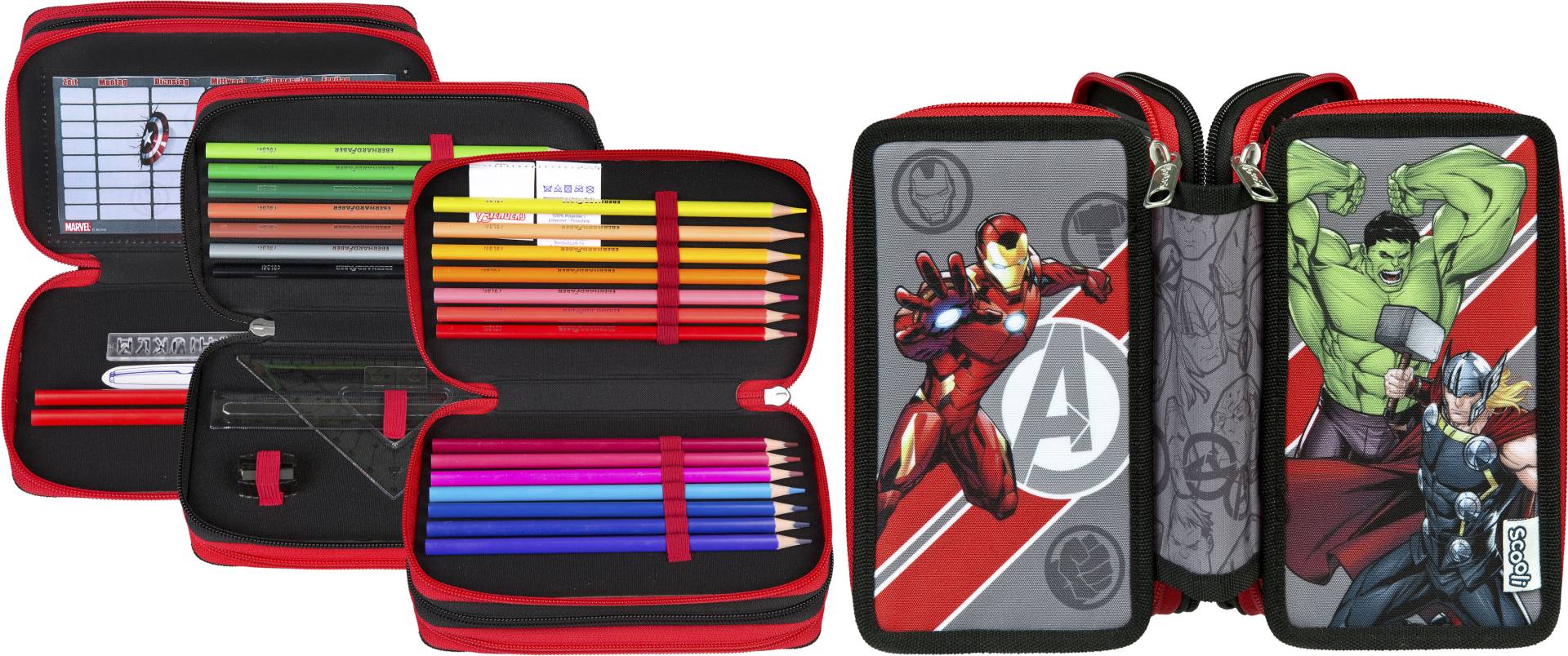 Scooli Federmäppchen »Tripledecker, Avengers«, befüllt, inklusive Geodreieck Scooli Federmäppchen »Tripledecker, Avengers«, befüllt, inklusive Geodreieck von Scooli